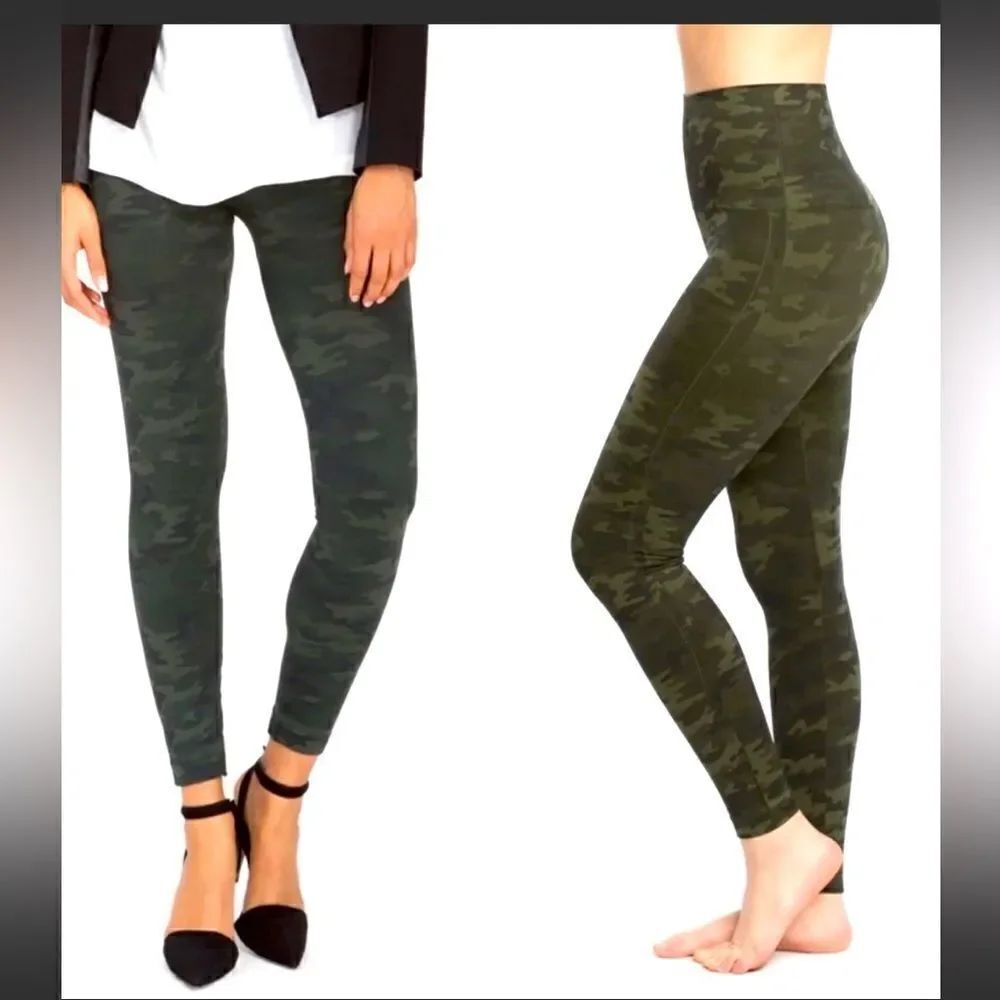 SPANX Look At Me Now Seamless Camo Leggings Women Size L